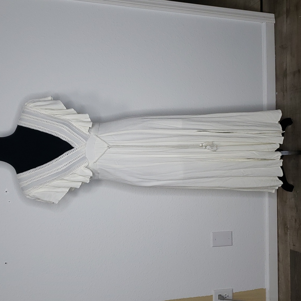 Baltic Born The Jennifer Deep Babydoll Ruffles V Neck Maxi Dress Size S Boho